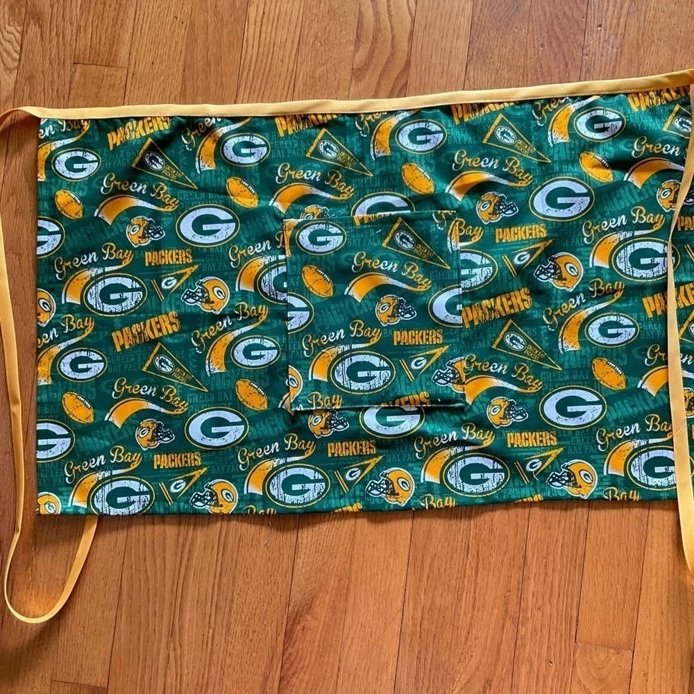 Handmade Waist Apron Green Bay Packers NFL Green Gold Half Apron Fits Most
